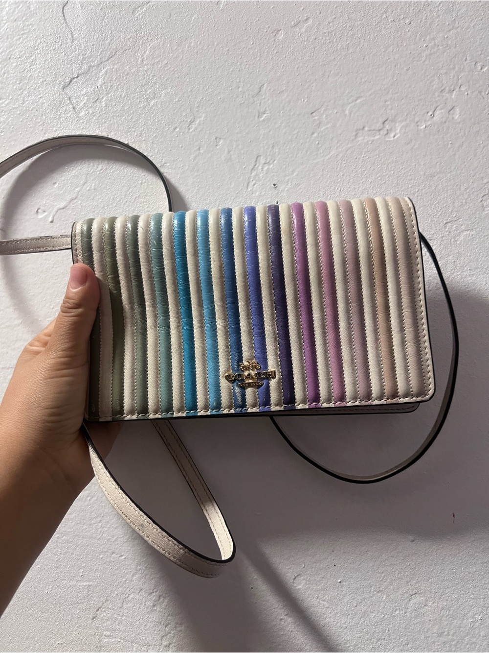 Coach Quilted Stripe Crossbody in Pastel Multi-Color